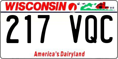 WI license plate 217VQC