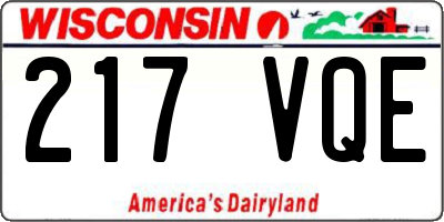 WI license plate 217VQE