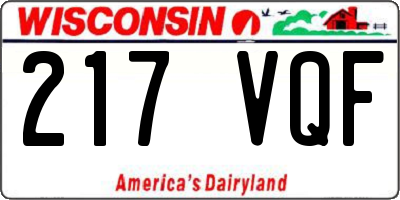 WI license plate 217VQF