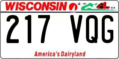 WI license plate 217VQG