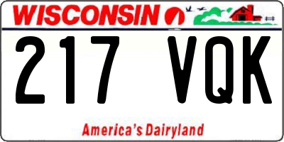 WI license plate 217VQK