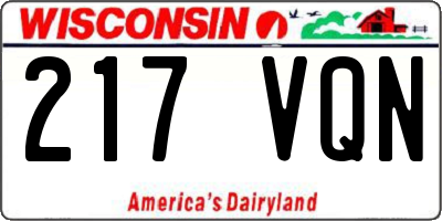 WI license plate 217VQN