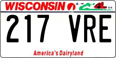 WI license plate 217VRE