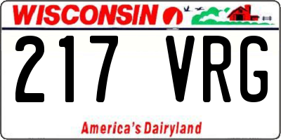 WI license plate 217VRG