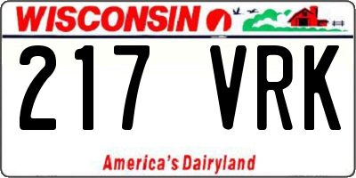 WI license plate 217VRK