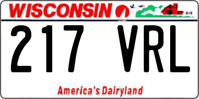 WI license plate 217VRL