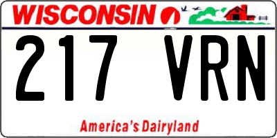 WI license plate 217VRN