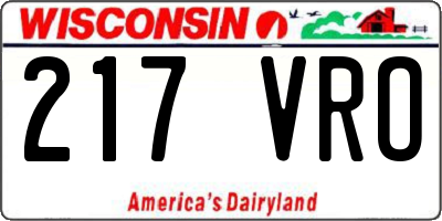 WI license plate 217VRO