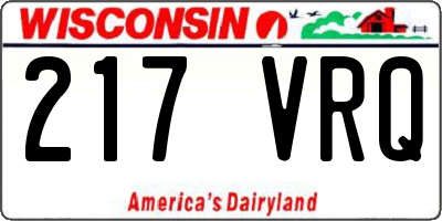 WI license plate 217VRQ
