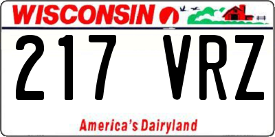 WI license plate 217VRZ