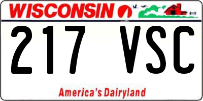 WI license plate 217VSC