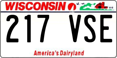 WI license plate 217VSE