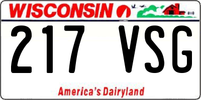WI license plate 217VSG