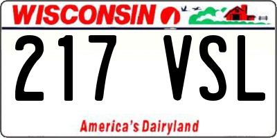 WI license plate 217VSL