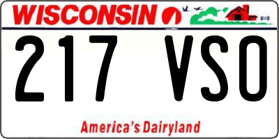 WI license plate 217VSO