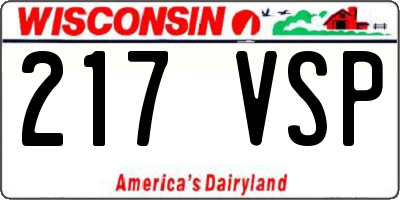 WI license plate 217VSP