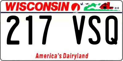 WI license plate 217VSQ