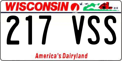 WI license plate 217VSS