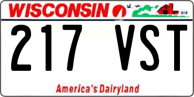 WI license plate 217VST