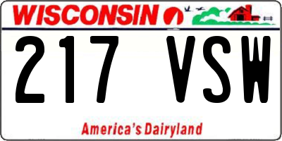 WI license plate 217VSW