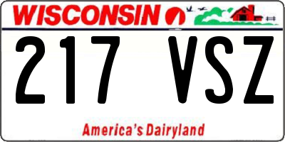 WI license plate 217VSZ