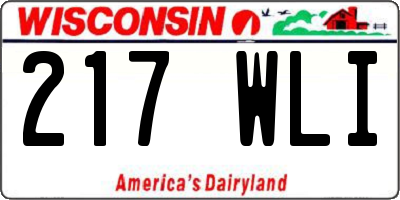 WI license plate 217WLI