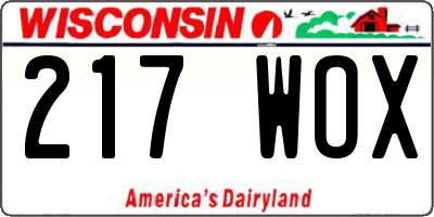 WI license plate 217WOX