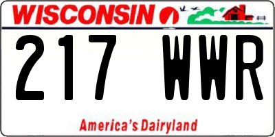 WI license plate 217WWR