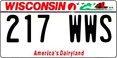 WI license plate 217WWS