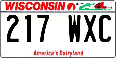 WI license plate 217WXC