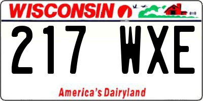 WI license plate 217WXE