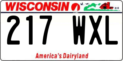 WI license plate 217WXL