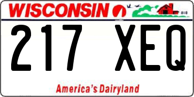 WI license plate 217XEQ