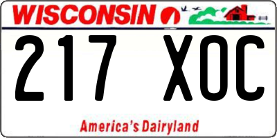 WI license plate 217XOC