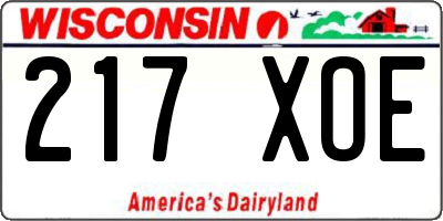 WI license plate 217XOE