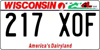WI license plate 217XOF