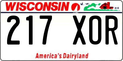 WI license plate 217XOR