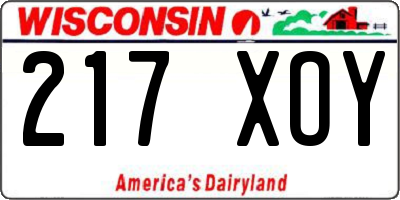 WI license plate 217XOY