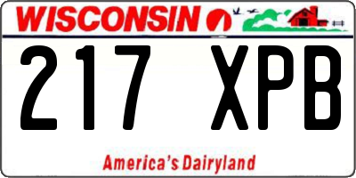 WI license plate 217XPB