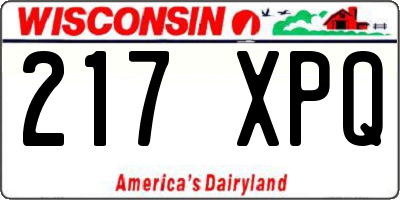 WI license plate 217XPQ