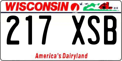 WI license plate 217XSB