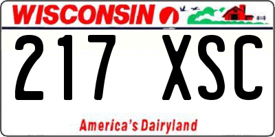 WI license plate 217XSC