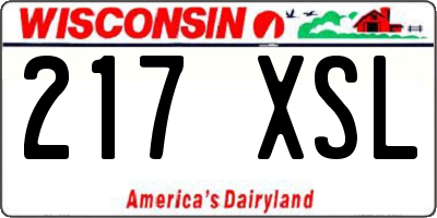 WI license plate 217XSL