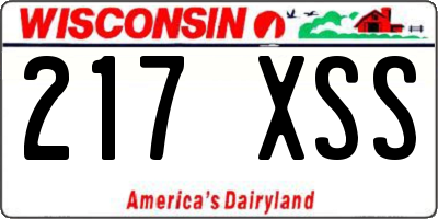 WI license plate 217XSS