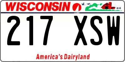 WI license plate 217XSW
