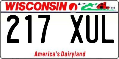 WI license plate 217XUL