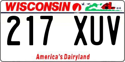 WI license plate 217XUV
