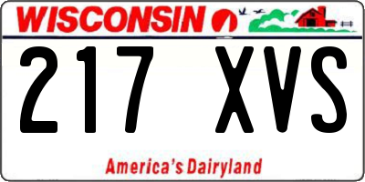 WI license plate 217XVS