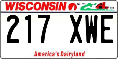 WI license plate 217XWE
