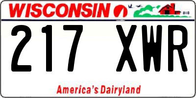 WI license plate 217XWR